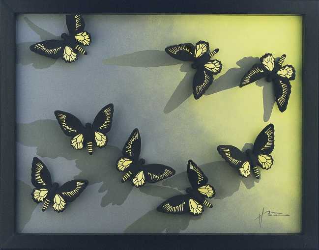 peinture huile ceramique papillon henri bertrou