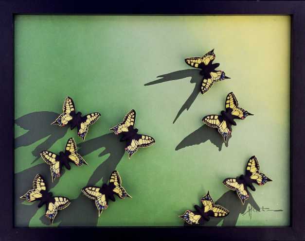 peinture huile ceramique papillon henri bertrou